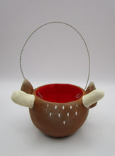 Christmas folk art small reindeer candy bucket with candy cane