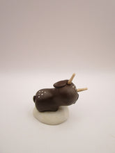 Christmas folk art brown reindeer standing with wood antlers