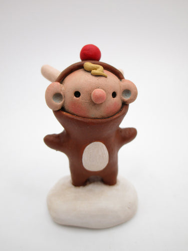 Christmas KID wearing a reindeer costume just 2.5 inches tall