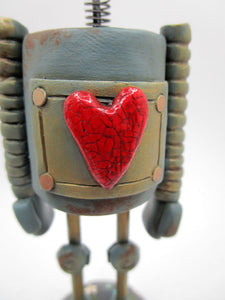 Wacky character ROBOT LOVE with daisies and heart