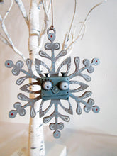 Christmas steampunk ornament wood snowflake with ROBOT