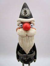 Christmas folk art Santa in black with wood legs - fabulous!