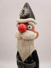 Christmas folk art Santa in black with wood legs - fabulous!