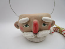 Christmas folk art small Santa Claus candy bucket with candy cane
