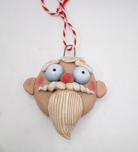Christmas Santa ornament creepy and yet cute ready to hang on your tree