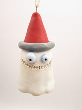 Christmas folk art ghost stitch mouth ornament with Santa hat
