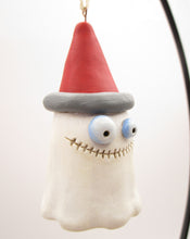 Christmas folk art ghost stitch mouth ornament with Santa hat