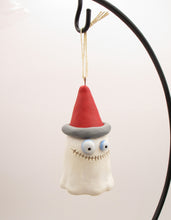 Christmas folk art ghost stitch mouth ornament with Santa hat
