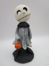 Halloween Skelly Ghost with see thru eyes - one of a kind signed folk art