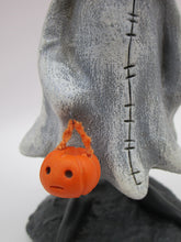 Halloween Skelly Ghost with see thru eyes - one of a kind signed folk art