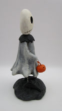 Halloween Skelly Ghost with see thru eyes - one of a kind signed folk art