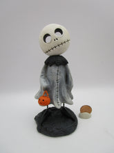 Halloween Skelly Ghost with see thru eyes - one of a kind signed folk art