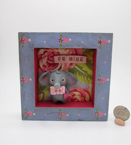 Valentine wood shadow box with ELEPHANT be mine