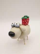 Christmas folk art small sheep with gift