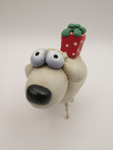 Christmas folk art small sheep with gift
