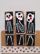 Halloween clothes pin CLIPS set of three SKELETONS GREAT GIFT