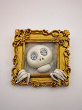 Halloween folk art gilded frame skelly dizzy eyes ready to hang