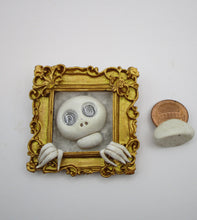 Halloween folk art gilded frame skelly dizzy eyes ready to hang