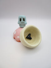 Halloween trinket box pastels skull and polka dots with black heart inside