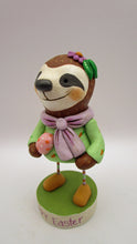 Easter folk art sloth girl in carrot dress