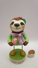 Easter folk art sloth girl in carrot dress