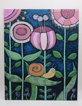 Flowers and snail ORIGINAL painting 8 x 10 signed
