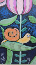 Flowers and snail ORIGINAL painting 8 x 10 signed