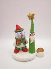 Christmas folk art detailed snowman and wacky woodland tree friend