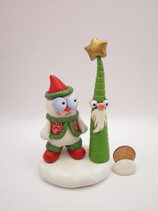 Christmas folk art detailed snowman and wacky woodland tree friend