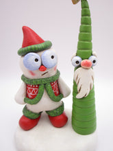 Christmas folk art detailed snowman and wacky woodland tree friend