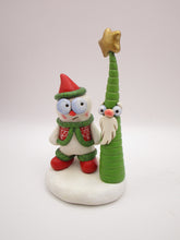 Christmas folk art detailed snowman and wacky woodland tree friend
