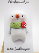 Christmas folk art snowman PIN cute and READY to wear