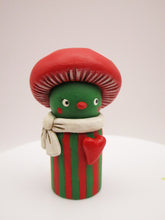 Christmas folk art small mushroom character with heart