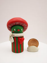 Christmas folk art small mushroom character with heart