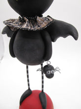 Halloween black BAT with glass eyes and spider charm