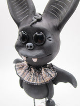 Halloween black BAT with glass eyes and spider charm