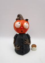 Halloween folk art pumpkin man and spider