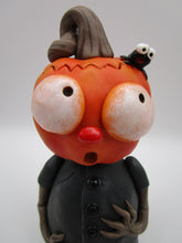 Halloween folk art pumpkin man and spider