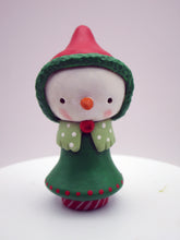 Christmas folk art small snowman snowgirl red hat