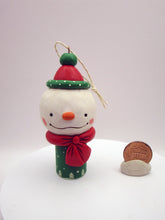 Christmas folk art ORNAMENT snowman with scarf