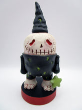 Halloween folk art Skelly Skeleton monster moon and stars theme