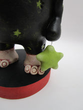 Halloween folk art Skelly Skeleton monster moon and stars theme