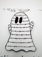 Halloween Ghost pin - brooch "barbed wire" stitch look ready to wear misc