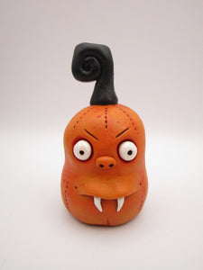 Halloween folk art pumpkin with FANGS