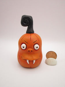 Halloween folk art pumpkin with FANGS