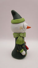 Christmas folk art snowman with stocking and big scarf