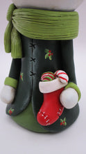 Christmas folk art snowman with stocking and big scarf