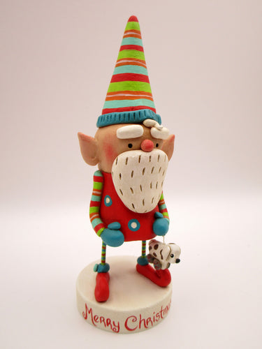 Christmas ELF with dog toy charm and lots of stripes