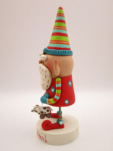 Christmas ELF with dog toy charm and lots of stripes