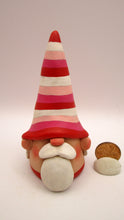 Valentine folk art GNOME with striped hat